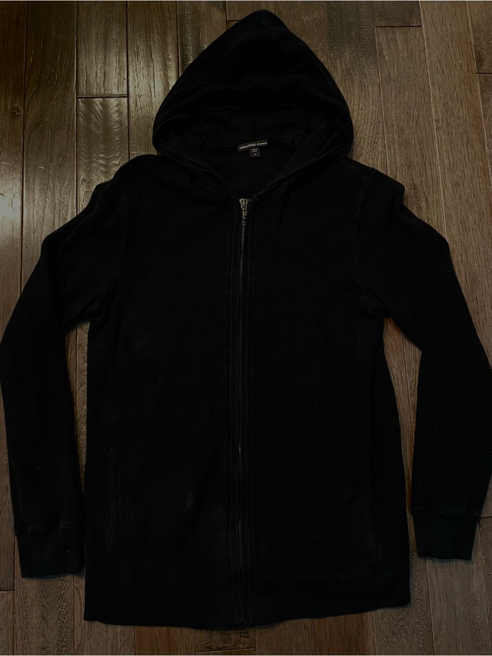 James Perse Black Hooded Full-Zip Sweater Jacket